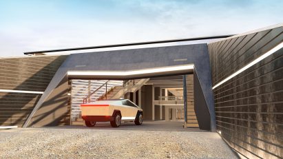 Cyberhouse designed by Modern House Architecture & Design for Cybertruck-driving apocalypse survivors