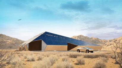 Cyberhouse designed by Modern House Architecture & Design for Cybertruck-driving apocalypse survivors