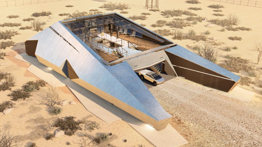 Cyberhouse designed by Modern House Architecture & Design for Cybertruck-driving apocalypse survivors
