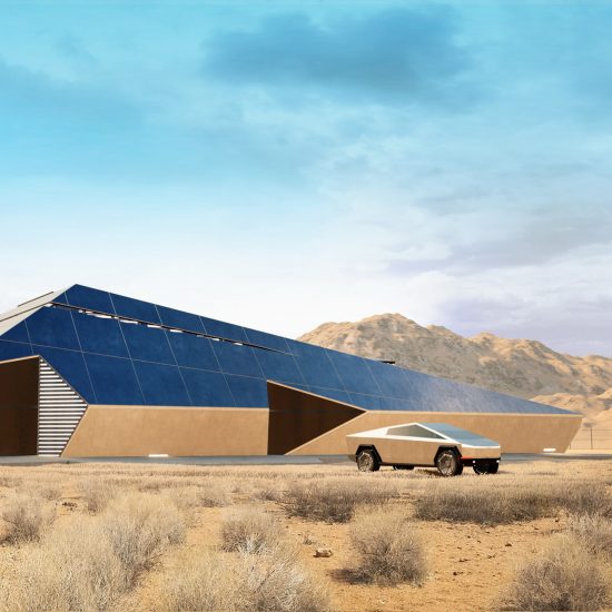 Cyberhouse designed by Modern House Architecture & Design for Cybertruck-driving apocalypse survivors