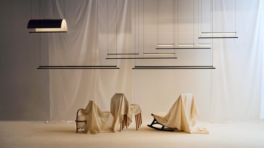 Antoni Arola lights pendant lamp with single LED strip for Santa & Cole