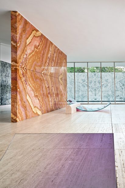 Sabine Marcelis creates installation from Barcelona Pavilion materials