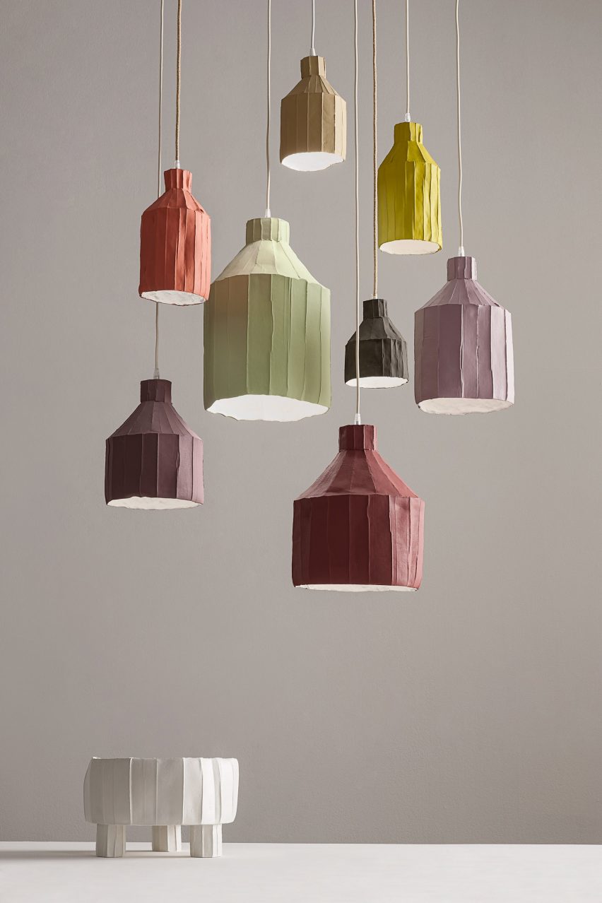 Paper clay lamps by Paola Paronetto