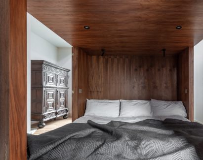 Bedroom with walnut furniture