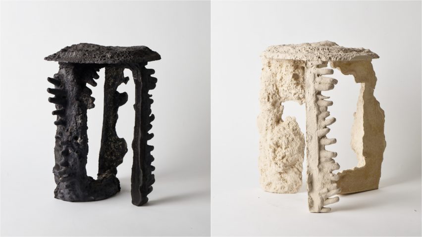Kajsa Melchior's furniture mimics natural rock formation processes