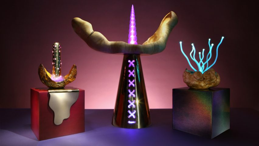 Aia Jüdes merges tree outgrowths with fibre optics for flamboyant lamps