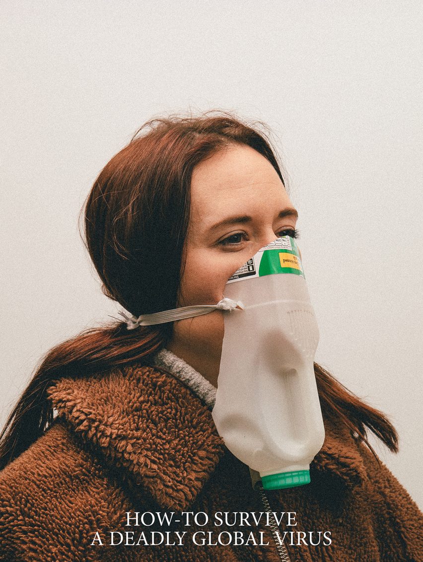 Alternative Coronavirus masks by Max Siedentopf with milk bottle