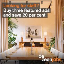 Buy three featured ads on Dezeen Jobs and save 20 per cent