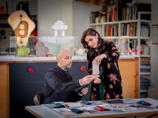 London design duo Doshi Levien built a series of interconnected spaces filled with scaled-up versions of the models made in its studio for this year's Stockholm Furniture & Light Fair.