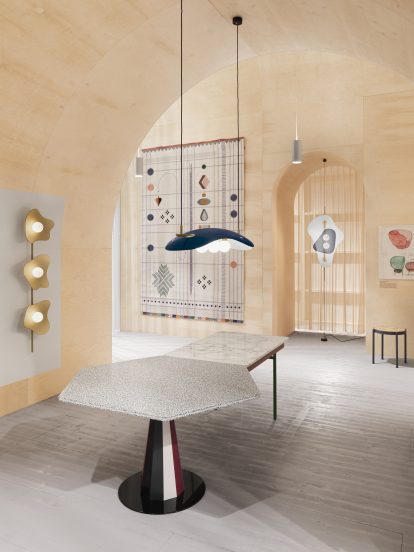 London design duo Doshi Levien built a series of interconnected spaces filled with scaled-up versions of the models made in its studio for this year's Stockholm Furniture & Light Fair.