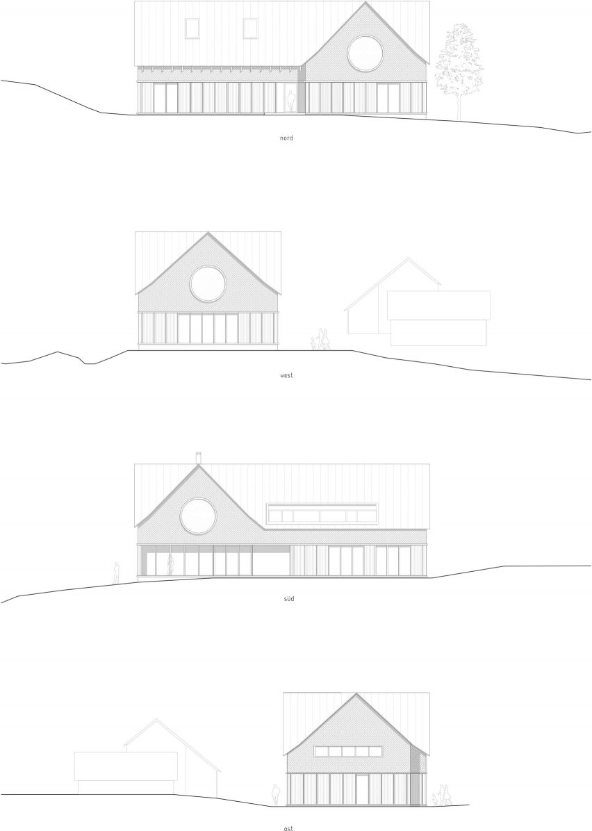 House with Three Eyes by Innauer-Matt Architekten elevations