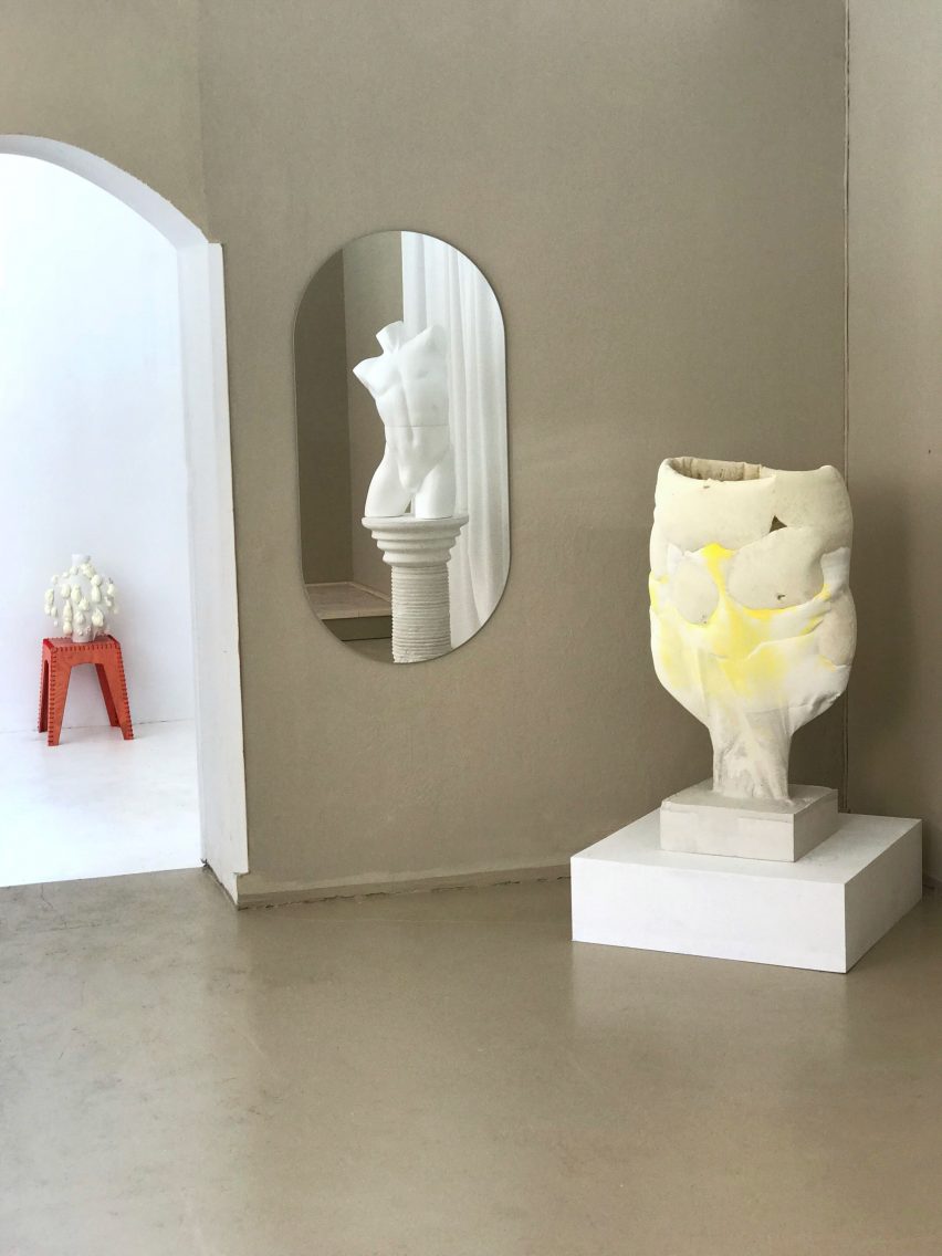 Julia Olanders makes "toxic" vases from insulation foam and concrete