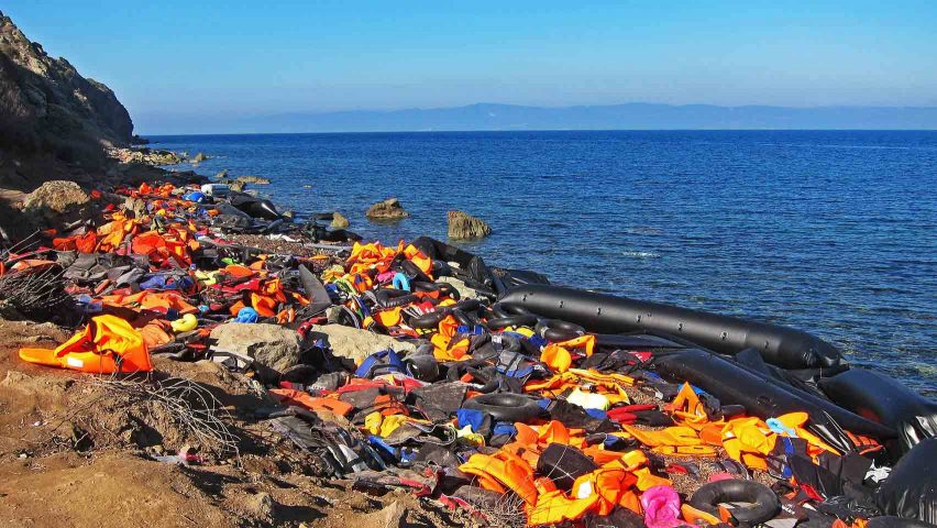 Greece condemned for floating sea border wall to deter refugees
