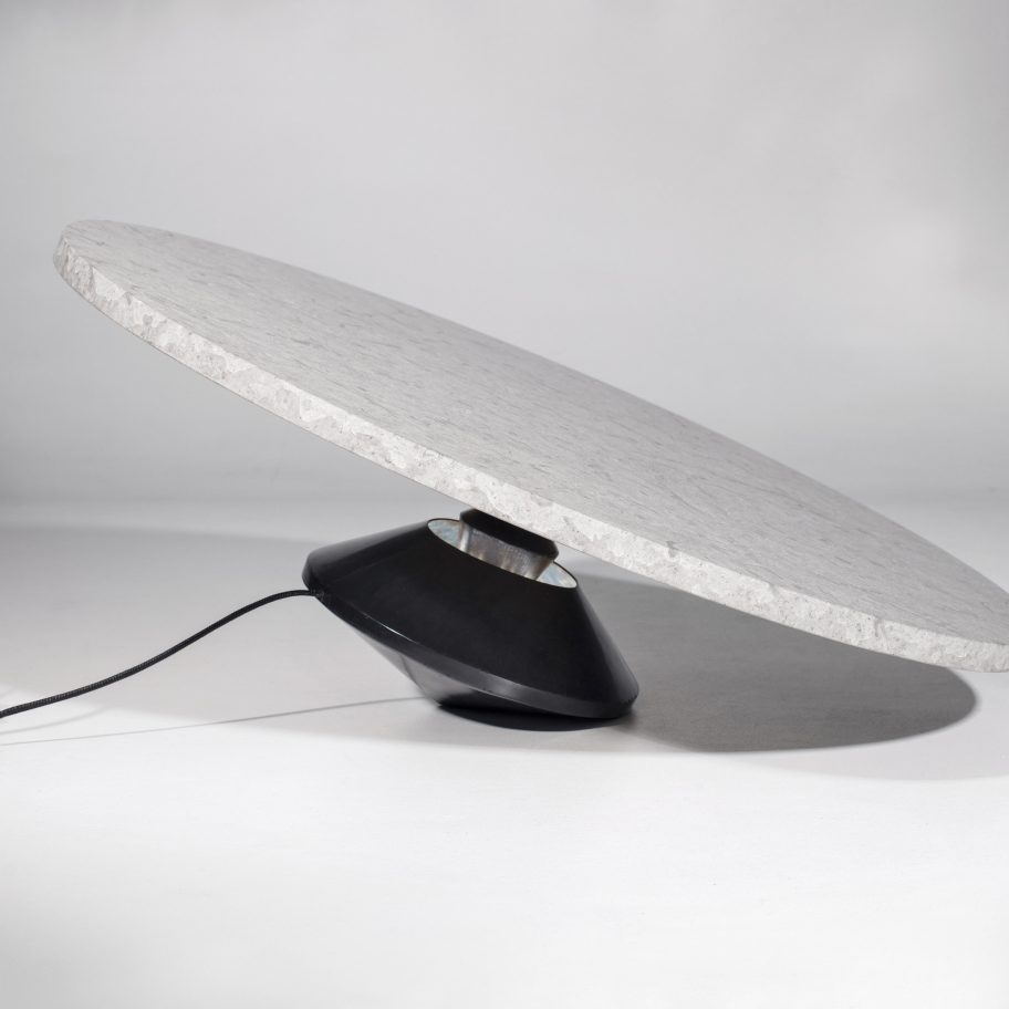 Heavy Light limestone floor lamp by Henri Kaarel Luht
