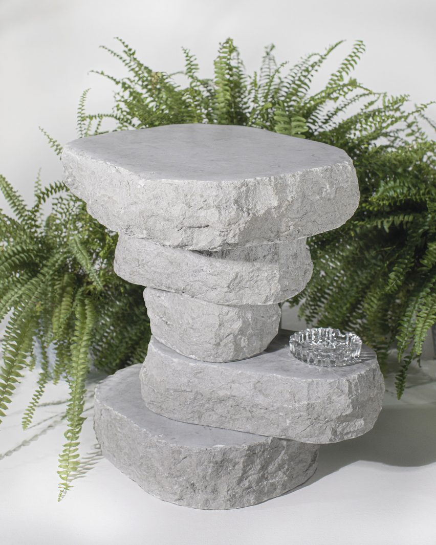 Boulder Table by Sandra Jõesaar in limestone