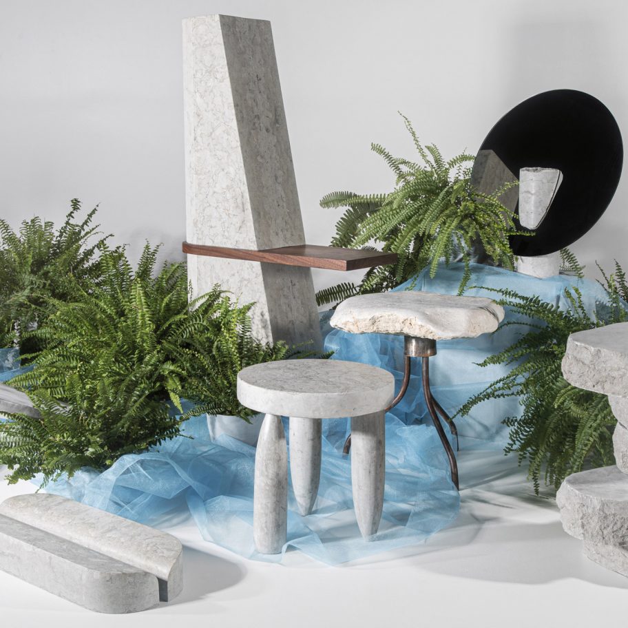 Dig Where You Stand limestone furniture by Estonian Academy of Arts students