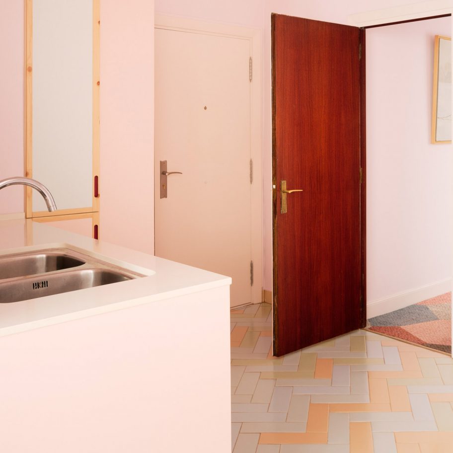 Bilbao’s Mixtape Apartment has a baby-pink kitchen