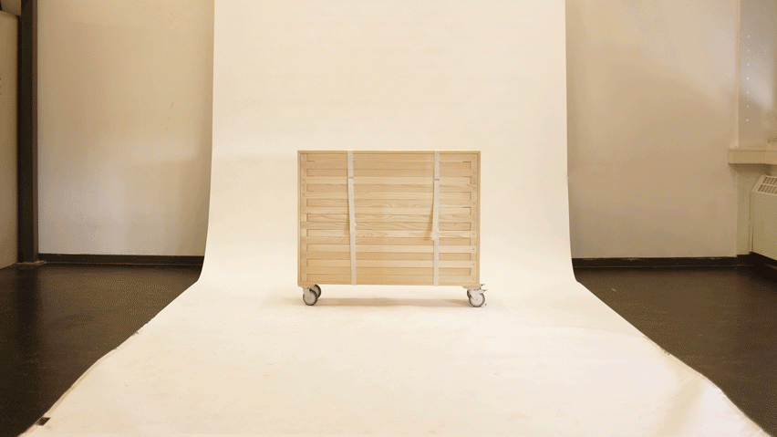 NEST moving crate opens up into a minimal home kit for Generation Rent