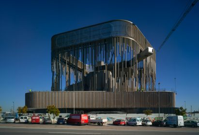 Longest overhanging swimming pool in Europe at Odiseo casino in Murcia, Spain, by Clavel Arquitectos