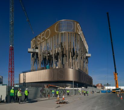 Longest overhanging swimming pool in Europe at Odiseo casino in Murcia, Spain, by Clavel Arquitectos