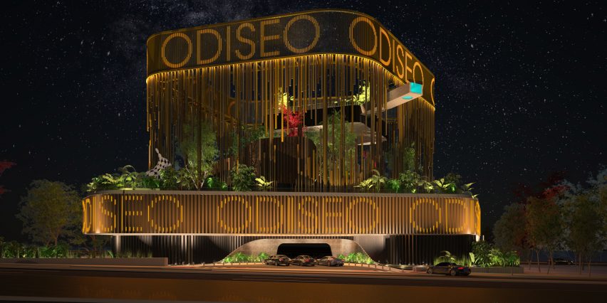 Longest overhanging swimming pool in Europe at Odiseo casino in Murcia, Spain, by Clavel Arquitectos