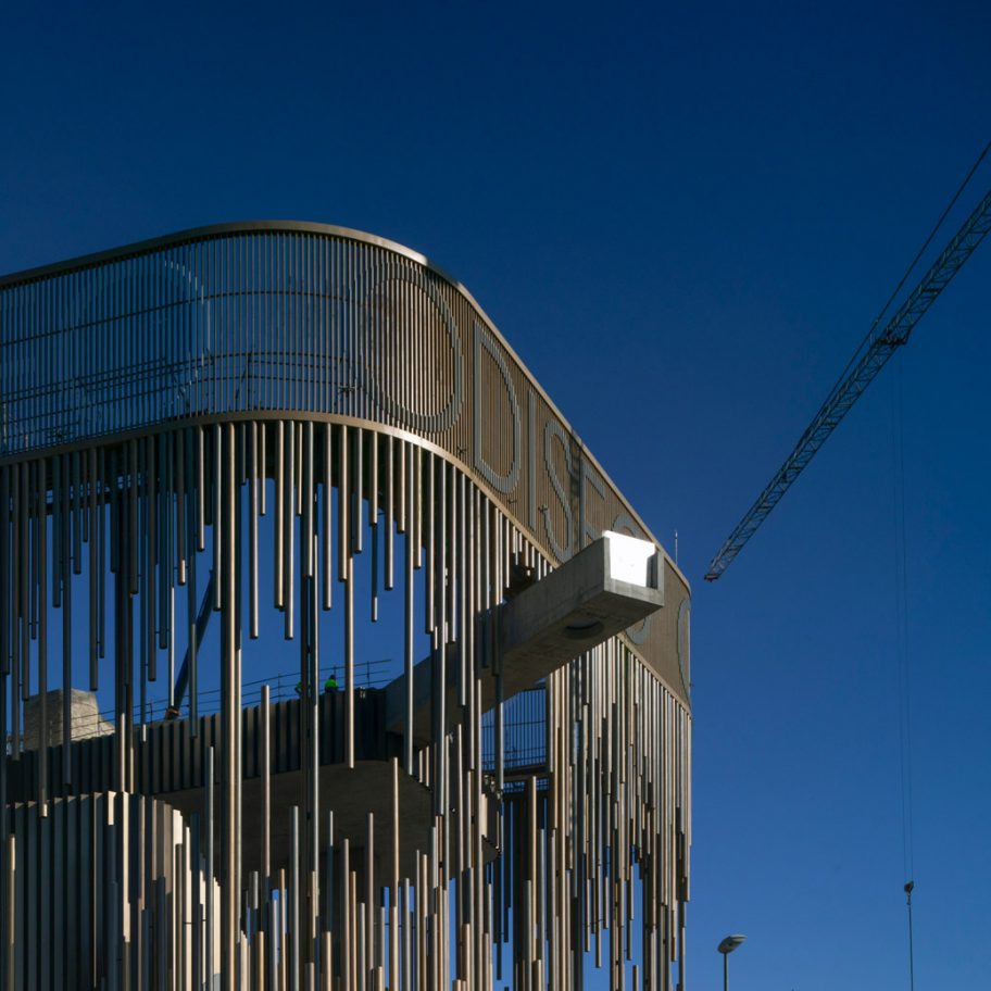 Longest overhanging swimming pool in Europe at Odiseo casino in Murcia, Spain, by Clavel Arquitectos