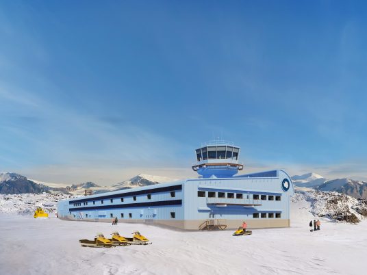Discovery Building Antarctic research centre at the British Antarctic Survey's Rothera Research Station by London-based Hugh Broughton Architects.