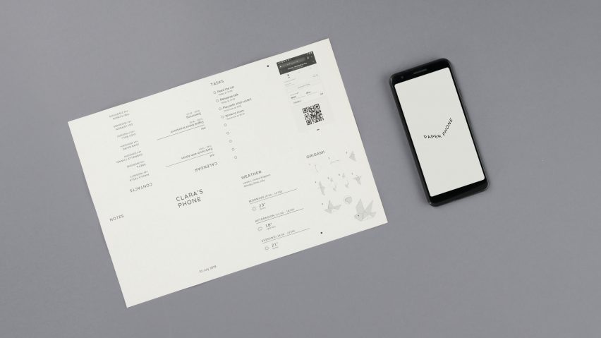 Special Projects distills essential smart phone functions into A4 paper