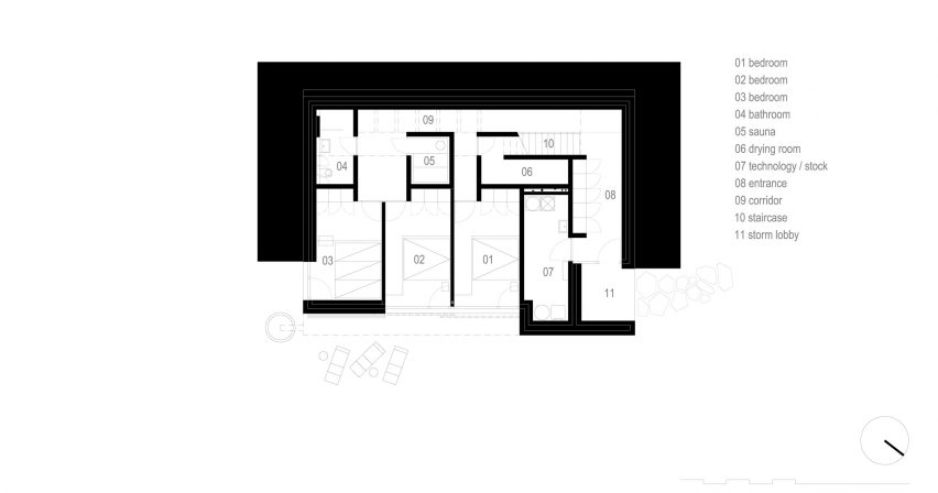 Weekend House in Beskydy by Pavel Míček Architects floor plana