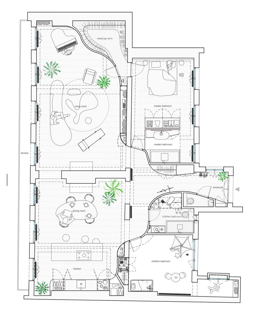 Wood Ribbon apartment by Toledano + Architects