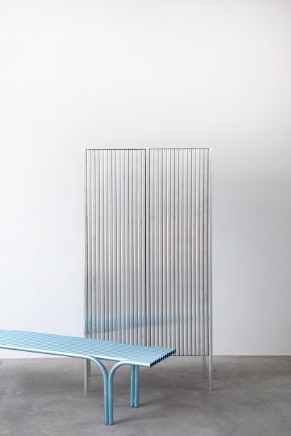 Muller Van Severen construct furniture series from rows of aluminium tubes
