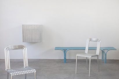 Muller Van Severen construct furniture series from rows of aluminium tubes