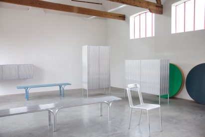 Muller Van Severen construct furniture series from rows of aluminium tubes