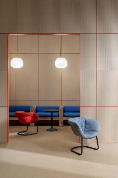 Atelier Alba's Block sofa contrasts geometric frame with rounded cushions