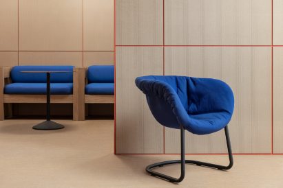 Atelier Alba's Block sofa contrasts geometric frame with rounded cushions