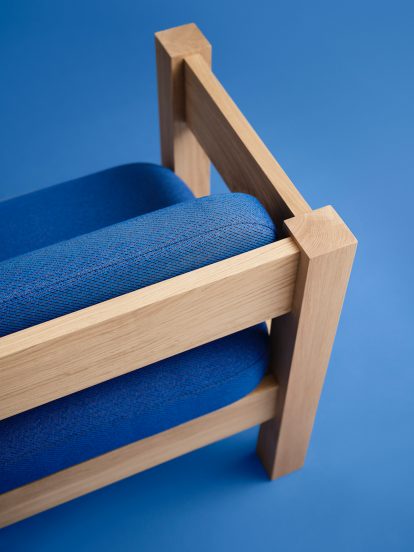 Atelier Alba's Block sofa contrasts geometric frame with rounded cushions