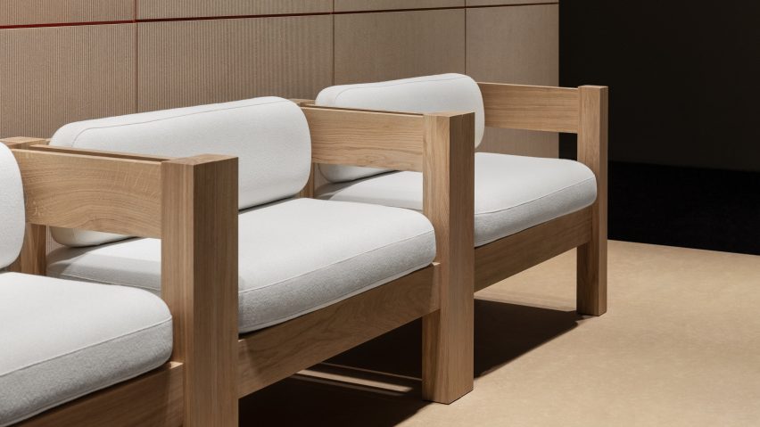 Atelier Alba's Block sofa contrasts geometric frame with rounded cushions