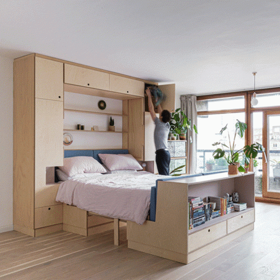 Barbican flat by Intervention Architecture transforms into a ballet studio