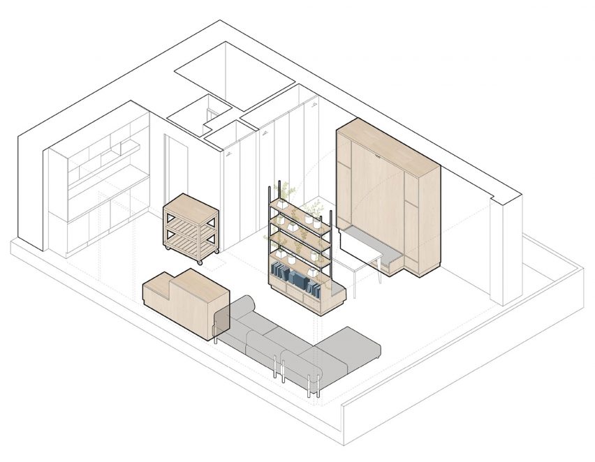Barbican Dancer's Studio by Intervention Architecture axonometric diagram