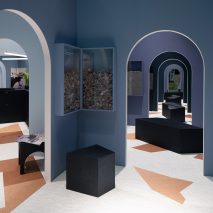 Snarkitecture creates labyrinth-like stand for Bolon at Stockholm Furniture Fair