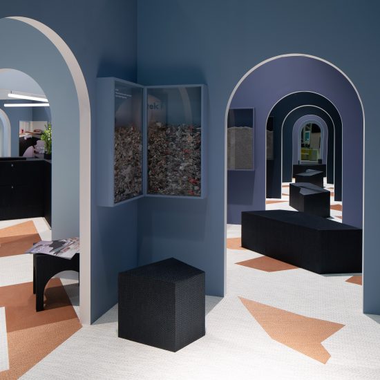 Snarkitecture creates labyrinth-like stand for Bolon at Stockholm Furniture Fair