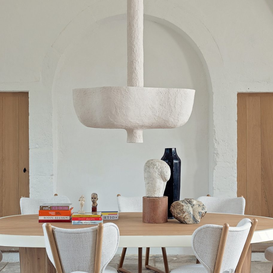 Pierre Augustin Rose designs Eole Suspension light to "retain traces of the sculptor"