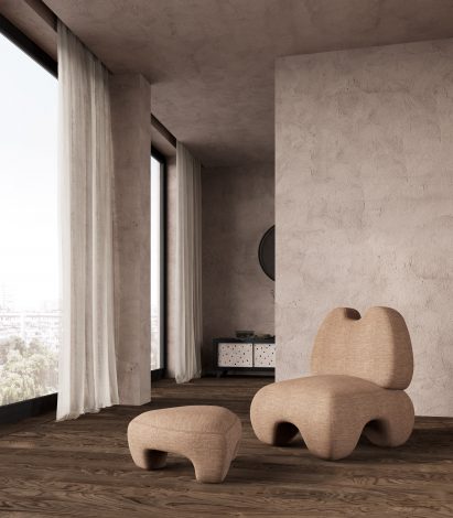 Faina's Domna armchair echoes the form of ancient goddess sculptures