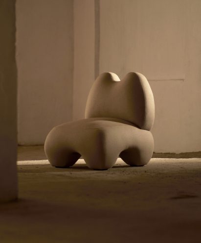 Faina's Domna armchair echoes the form of ancient goddess sculptures