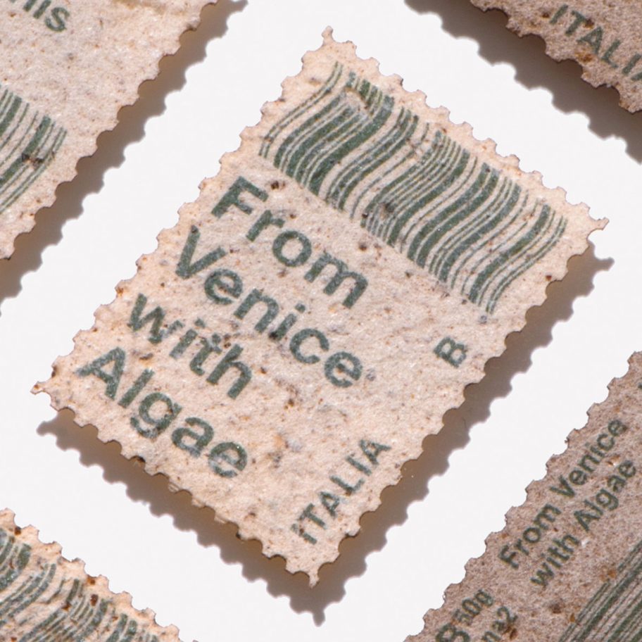 Pablo Dorigo Sempere turns Venice canal algae into postage stamps