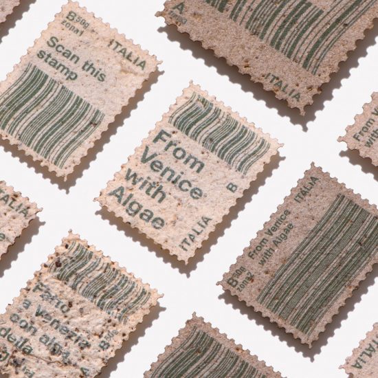Pablo Dorigo Sempere turns Venice canal algae into postage stamps