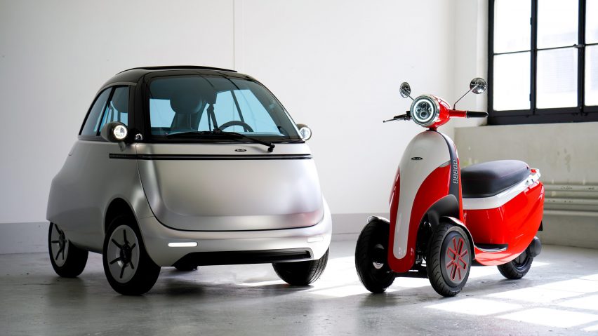 Micro unveils Microlino electric bubble car and three-wheeled e-scooter