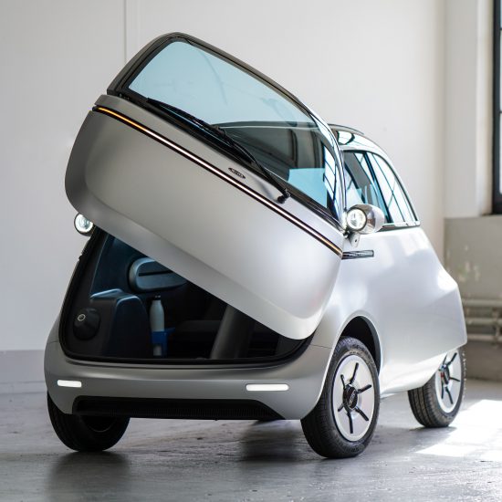 Micro unveils Microlino electric bubble car and three-wheeled e-scooter
