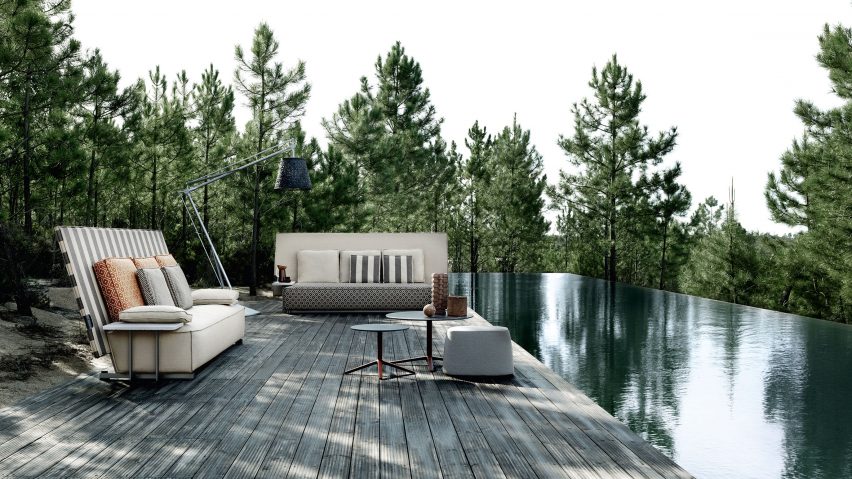 Philippe Starck creates outdoor furniture that folds in half to ward off rain