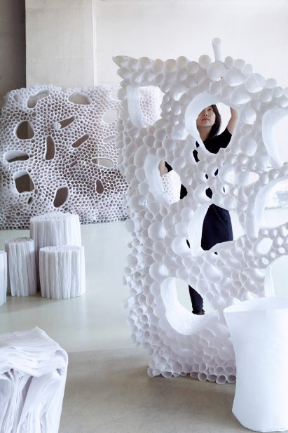 Pao Hui Kao makes Paper Pleats furniture collection from tracing paper